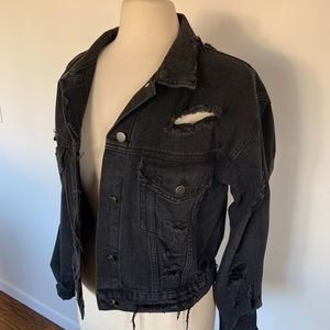 Emory Park Distressed Black Denim Jacket